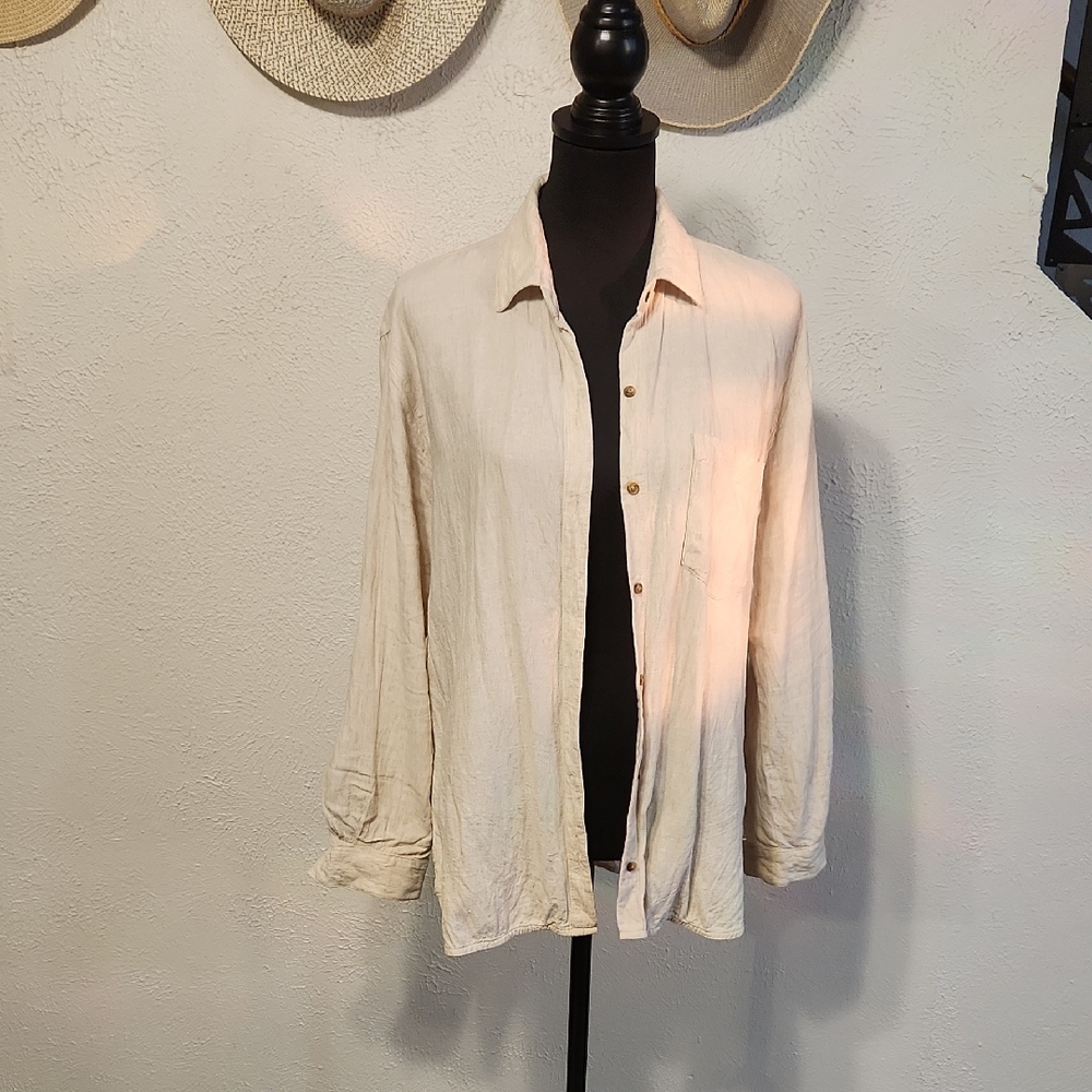 Old Navy Beige Button-Up Shirt